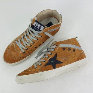 Golden Goose Mid Star Brown Distressed Suede Mid Top Sneakers Shoes Size 38